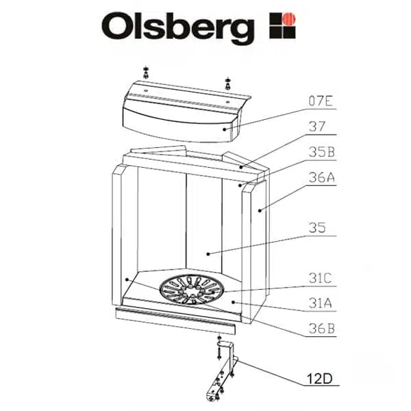 Olsberg Fogo Seitenstein links Pos. 36B - 23/4661.1251 1 Olsberg Fogo Seitenstein links Pos. 36B - 23/4661.1251