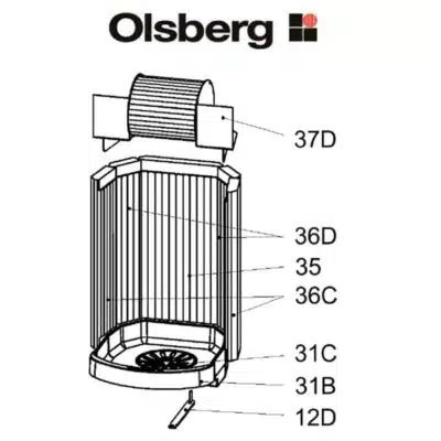 Olsberg Tacora Compact Rost, Kaminrost Pos. 31C - 23/4081.1202