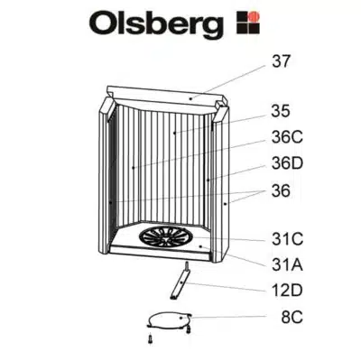 Hübner Kaminbau 15 Olsberg Tolima Aqua Compact Seitenstein Pos. 36 - 23/5591.1254