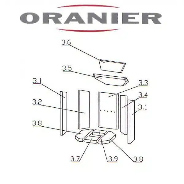 Oranier Arktis 4 Serie 1 Rückwand Pos. 3.3 - 2901302000 1 Oranier Arktis 4 Serie 1 Rückwand, Rückwandstein Pos. 3.3 - 2901302000