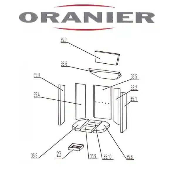 Oranier Kiruna 4 Schamotte Serie 2 komplett - 2904390000 1 Oranier Kiruna 4 Serie 2 Schamottsteine komplett - 2904390000