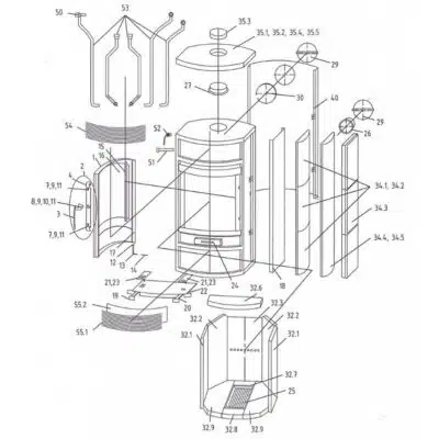 Oranier Polar 9 7601 Serie 3 Schamottesteine, Feuerraumauskleidung komplett - 2906848000