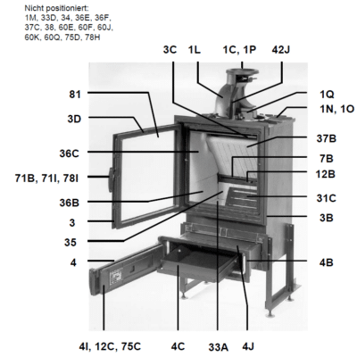Kamineinsatz QUADRO Bodenstein-Set kpl.QUADRO incl. Klapprost Pos.31C 19/2481.1200