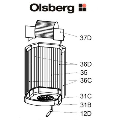 Olsberg Tacora Compact Rost, Kaminrost Pos. 31C - 23/4081.1202