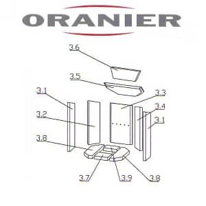 Oranier Kiruna 4 Serie 1 Umlenkung, Umlenkstein, Umlenkplatte Vermeculite Ersatzteile Pos 3.5 - 2901386000 Maße: 352 x 147 x 25 mm