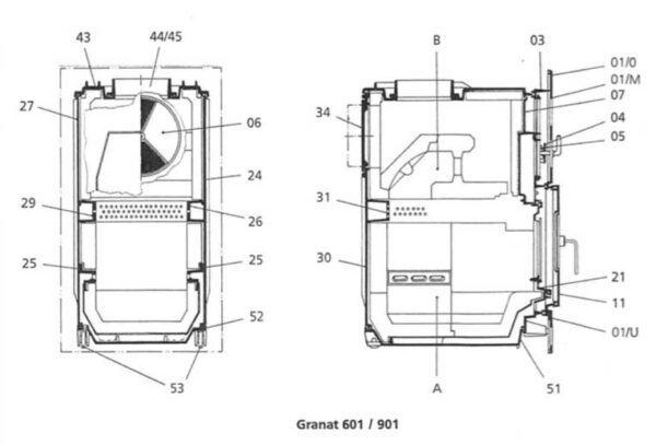 Leda Granat 900 / 901 Seitensteine hinten 2 Stück G 900-3