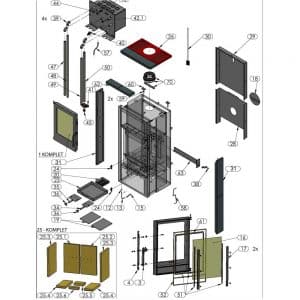 Oranier Belt AQUA Plan Serie 2 Schamotte Auskleidung Feuerraum komplett Pos. 25 - 2910416000