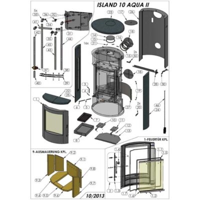 Oranier Island AQUA Schamotte Serie 2 Schamottesatz komplett Ersatzteile Pos. 9 - 2902917000