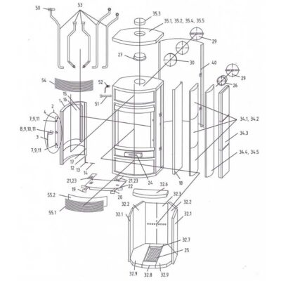 Oranier Polar 9 7601 Serie 3 Schamottesteine, Feuerraumauskleidung komplett - 2906848000