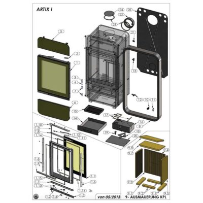 Oranier Artix 6677 Schamottsteine Komplett Feuerraumauskleidung Brennraumauskleidung 2920883000