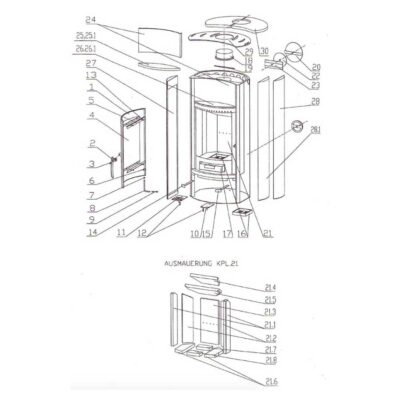 Oranier Pori 5 4671 Serie 1 Schamottesteine komplett Pos. 21 - 2908985000