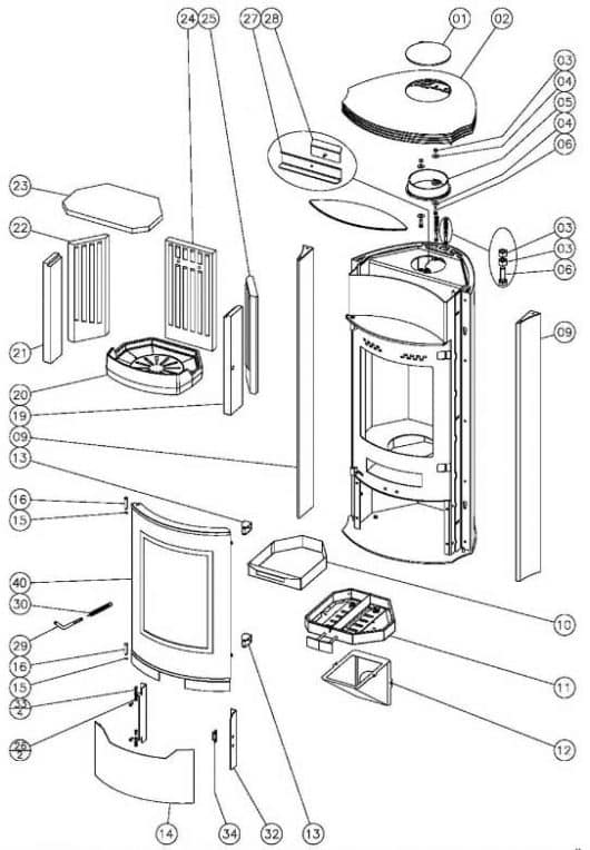 Oranier Cavex 8171 Rückwandstein, Rückwandplatte Pos. 24 - 2916956000