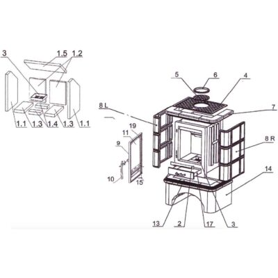 Oranier Regina 7 4633 Schamotte Auskleidung Feuerraum komplett - 2900577000