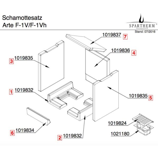 Spartherm Arte F-1V F-1Vh Bodensteine Bodensatz 1021278