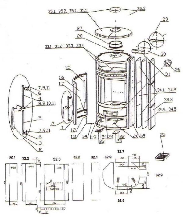 Oranier Polar Aqua IV 9 - 7601 Rückwand / Rückwandstein mit Löchern Pos. 32.3 - 2906851000