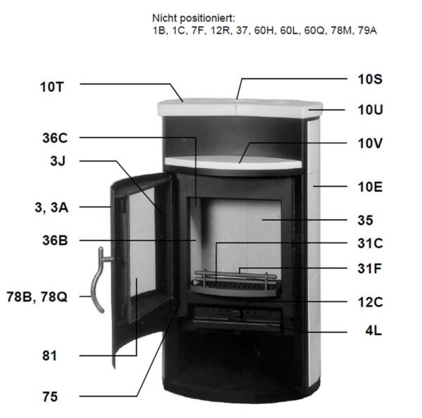 Olsberg Vega Türgriff komplett d=12x225 - Pos. 78Q - 23/1581.1573