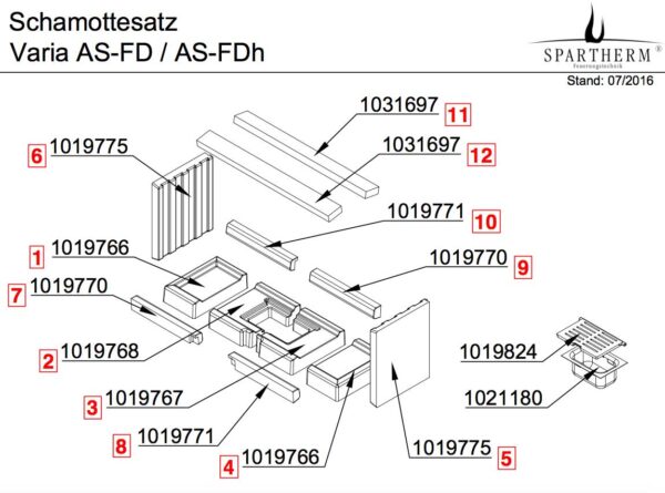 Spartherm Varia AS-FD AS-FDh Bodensteine Komplett 1021269