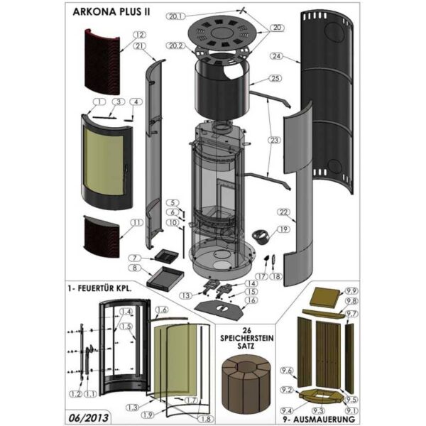 Oranier Arkona Plus II Serie 2 Glasscheibe Sichtscheibe Pos. 1.3 - 2917453000