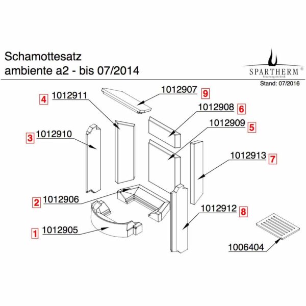 Spartherm Ambiente A1 A2 A3 A4 Seitensteine Wandsteine komplett bis 2014 - 1016194