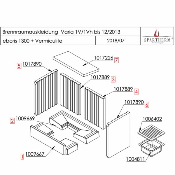 Spartherm Varia 1V / 1Vh H2O XL A1 Wandsatz Wandsteine 579999