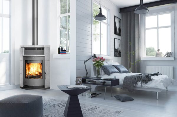 Fireplace Kaminofen LYON Speckstein K1430 ent gross min 1