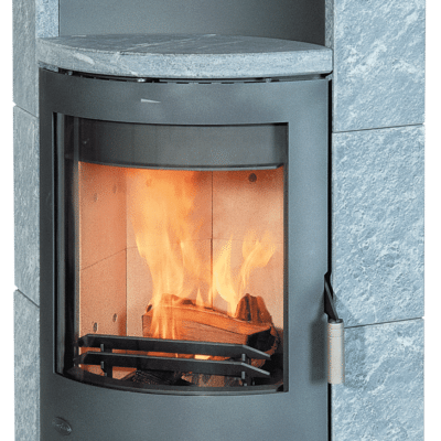 Fireplace Lyon Eckkaminofen Stahl Gussgrau | Speckstein