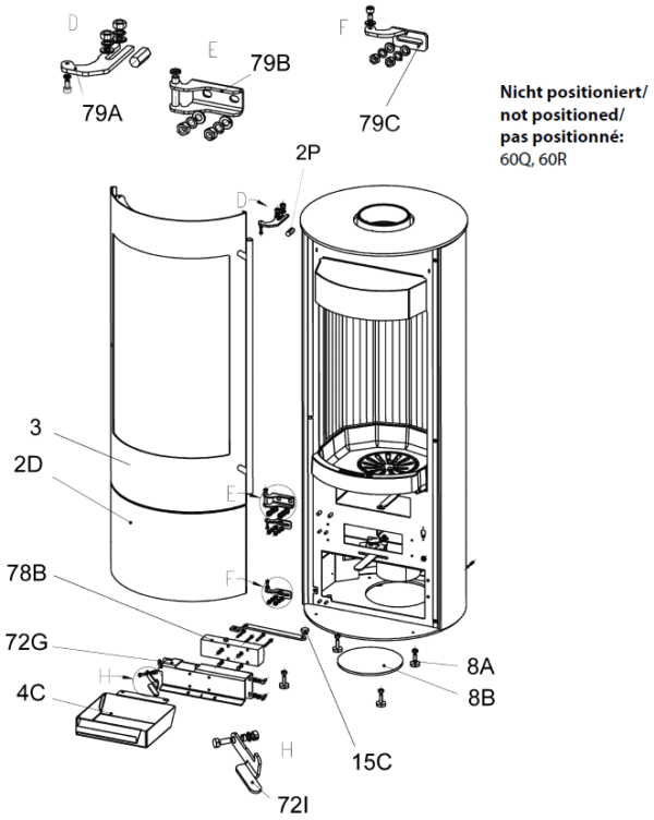 Olsberg Halterung kpl 100x20x28 für Fülltür Pos.72l