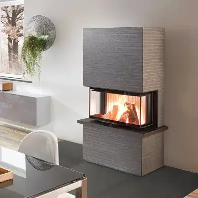 Kaminofen Olsberg Osorno L- R, Verkleidung Gabbro nero ferrara linea-retta