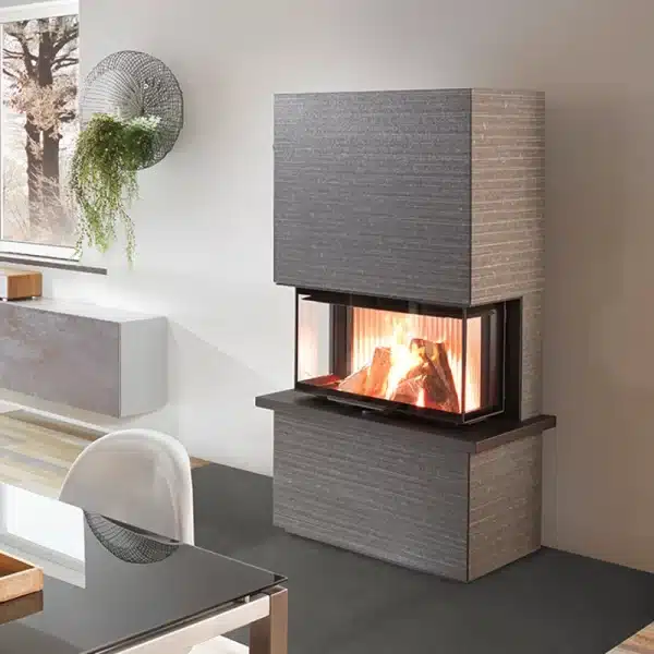 Kaminofen Olsberg Osorno L- R, Verkleidung Gabbro nero ferrara linea-retta